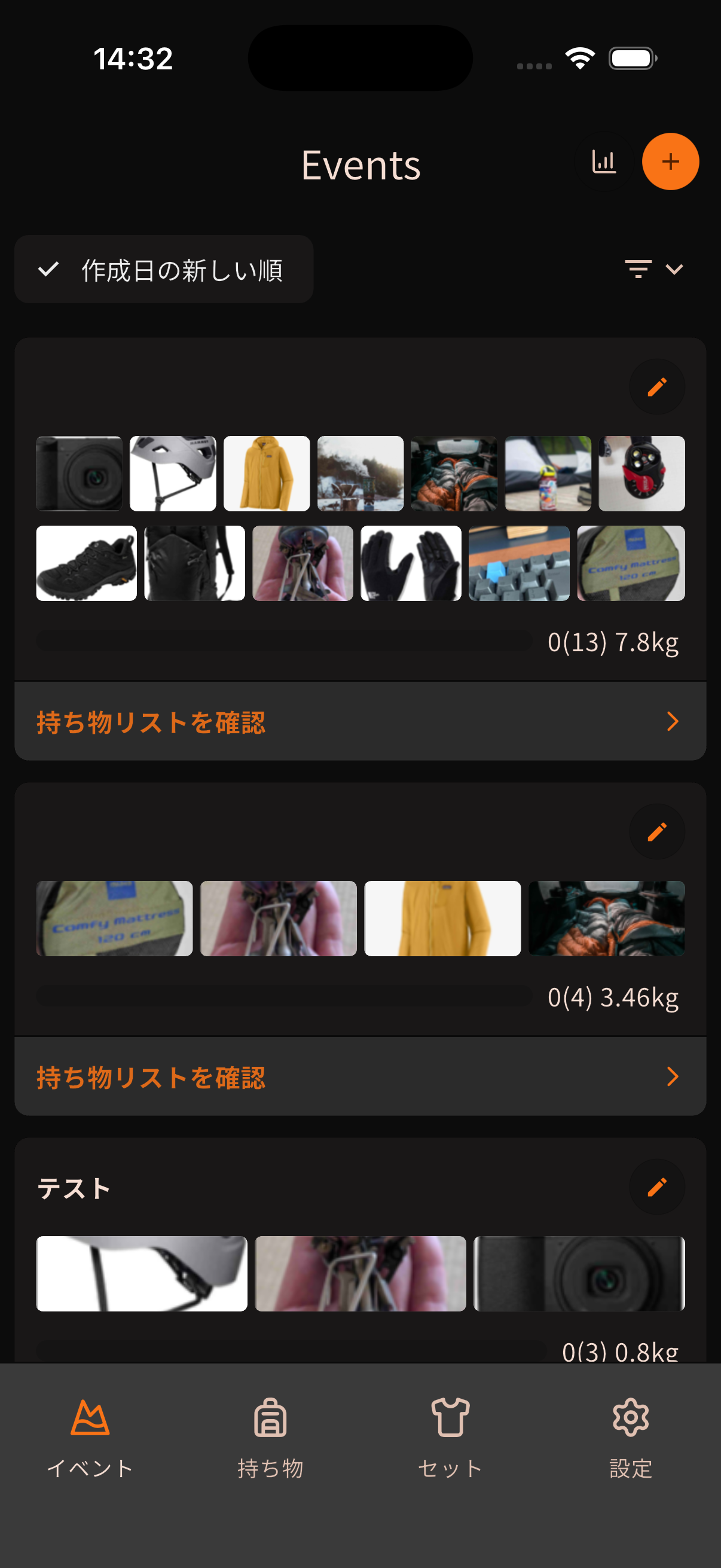 イベントの一覧